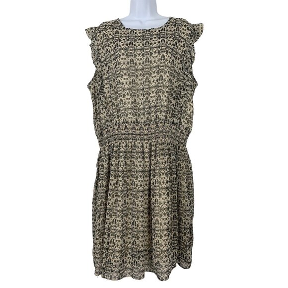 Mossimo Ruffled Short Sleeve Patterned Dress Elastic Waist Keyhole Back XXL - Picture 1 of 10